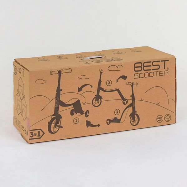 Самокат-велобіг-велосипед (JT 90601) Best Scooter, світло, 8 мелодій, колеса PU 90793 фото