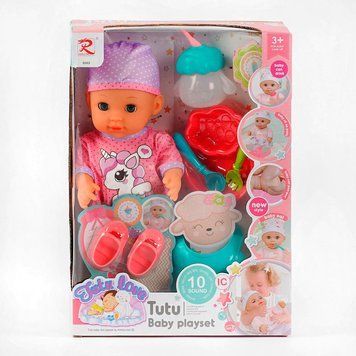 Пупс Tutu Baby playset з музичним чіпом, видає характерні звуки та фрази, заплющує очі, з аксесуарами (9563) 125305 фото