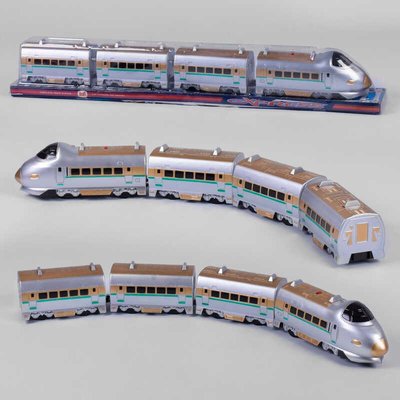 Поезд (757 Р) "Пассажирский экспресс", на батарейках, 3 вагона, подсветка, объезжает препятствия, в слюде 23900 фото