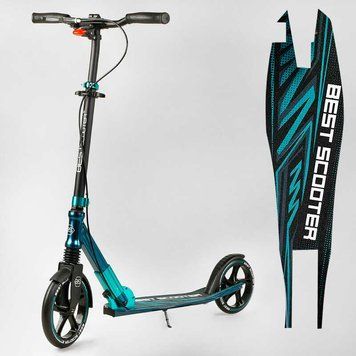 Самокат двоколісний з амортизатором та ручним гальмом "Best Scooter" (43685) колеса поліуретанові 113199 фото