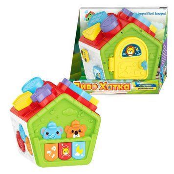 Логічна хатинка 26558 (48/2) "WToys", ОЗВУЧУВАННЯ УКРАЇНСЬКОЮ МОВОЮ, казки, пісні, загадки, підсвічування, геометричний сортер, в коробці 168344 фото