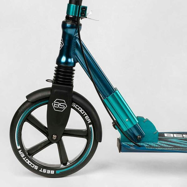 Самокат двоколісний з амортизатором та ручним гальмом "Best Scooter" (43685) колеса поліуретанові 113199 фото