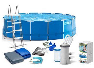 Басейн каркасний Intex (28242 NP) від 6 років, сходи, тент, підстилка, насос та фільтр у комплекті, діаметр 457см, висота 122см 74739 фото