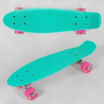 Скейт Пенні борд 6060 Best Board, бірюзовий, дошка = 55см, колеса PU зі світлом, діаметр 6 см 74182 фото