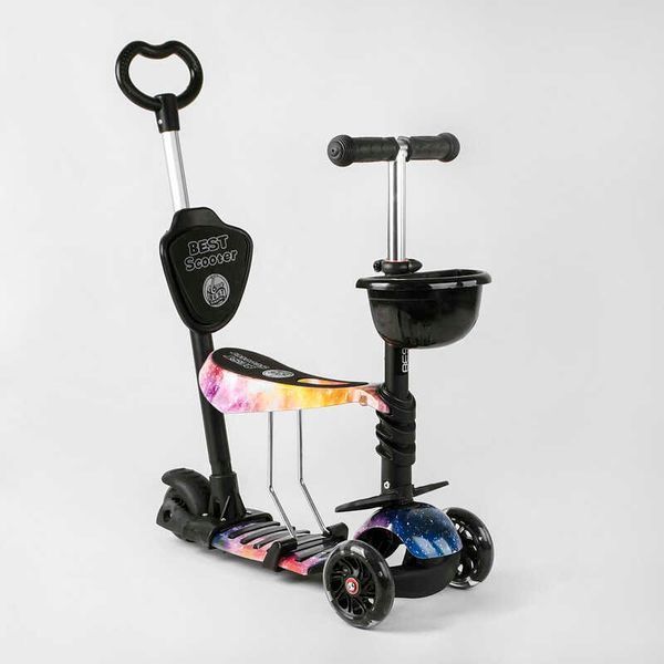Самокат 5в1 Best Scooter 16102 АБСТРАКЦИЯ, PU колеса, ПОДСВЕТКА КОЛЕС, в коробке 113671 фото