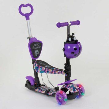 Самокат с родительской ручкой 5в1 (19870) Best Scooter, PU колеса светятся 74073 фото