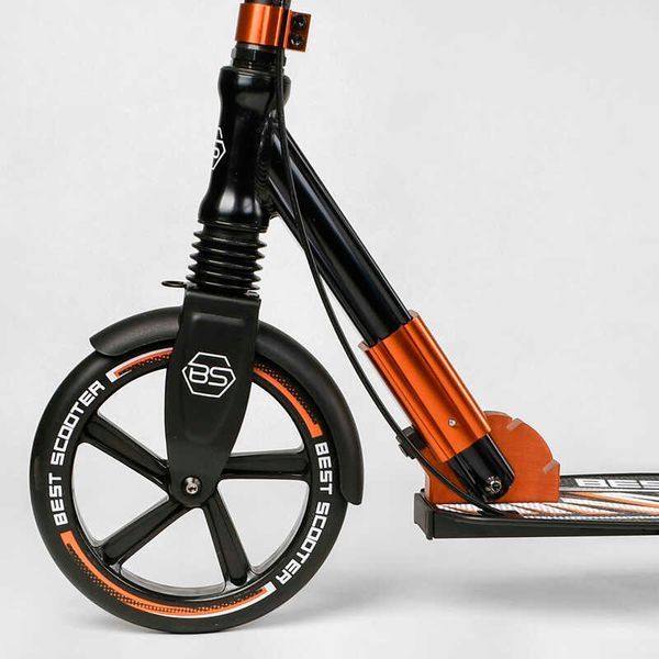 Самокат двоколісний з амортизатором та ручним гальмом "Best Scooter" (79740) колеса поліуретанові 113216 фото