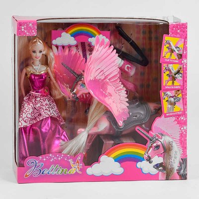 Кукла с лошадью 68269 (18/2) пегас, наклейки, краска для волос, аксессуары, в коробке 109592 фото
