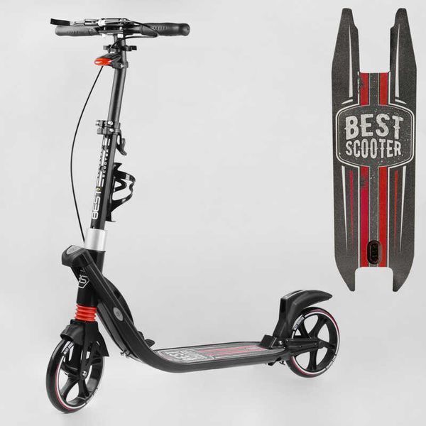 Самокат двухколесный с ручным тормозом и амортизаторами Best Scooter (L-21044) фара, колеса PU 200мм 114434 фото