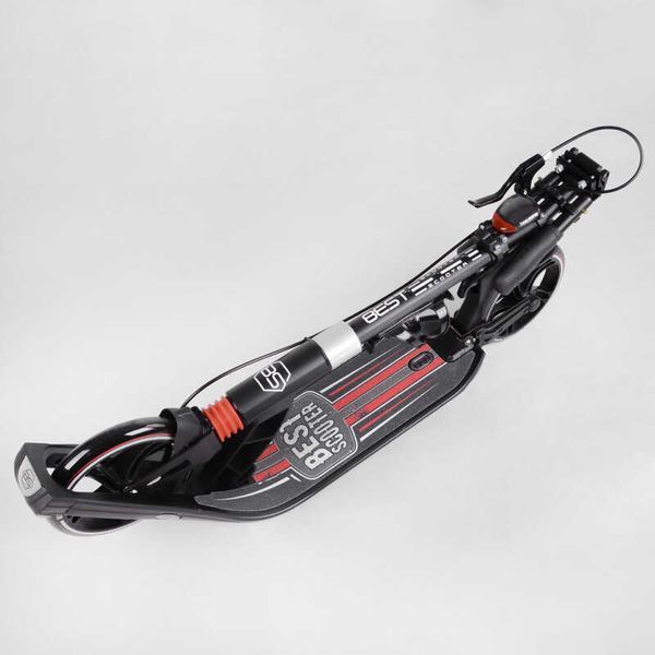 Самокат двухколесный с ручным тормозом и амортизаторами Best Scooter (L-21044) фара, колеса PU 200мм 114434 фото