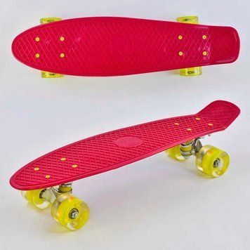 Скейт Пенни борд 0220 Best Board, КРАСНЫЙ, доска=55см, колёса PU со светом, диаметр 6см 74190 фото