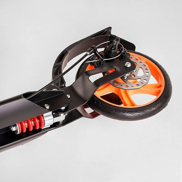 Самокат з ручним дисковим гальмом та 2 амортизатори Best Scooter (BS-98033) колеса PU діаметр - 200мм, підсклянник 118489 фото