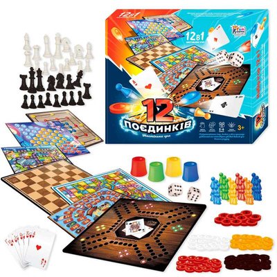 Настільна гра 12 Поєдинків (92918) "4FUN Game Club", ігрові поля, фішки, карти, шахи, шашки, кубик 146114 фото
