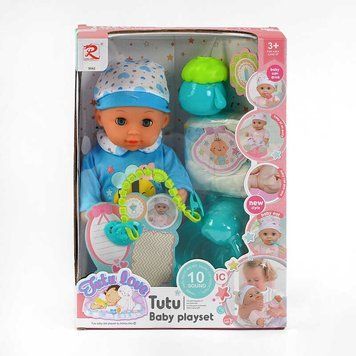 Пупс музыкальный чип (9562) "Tutu Baby playset" характерные звуки и фразы, закрывает глаза, аксессуары, в коробке 126460 фото
