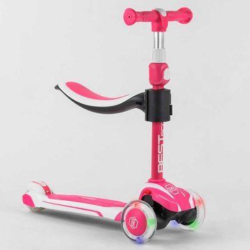 Самокат триколісний з сидінням Best Scooter (JS-41008) алюмінієве кермо, колеса PU зі світлом 102932 фото
