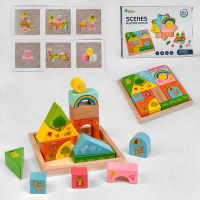 Деревянная логическая игра С 48705 (36) “Лесная история”, 16 строительных блоков, в коробке 110661 фото