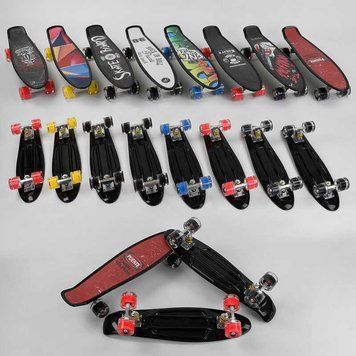 Скейт Пенні борд S-00635 Best Board, 8 видів, колеса PU світяться, d = 6 см 102052 фото