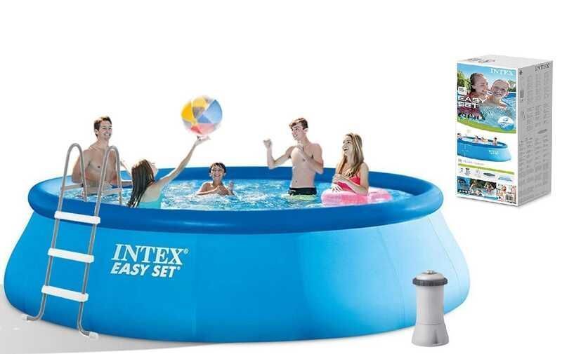 Басейн надувний Intex 26166 NP об'єм-12430л, фільтр+насос, 457х107см (3785л/рік, драбина, тент, підстилка) 96759 фото