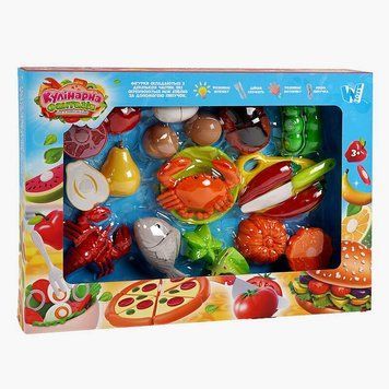 Набор продуктов &ldquo;Кулинарная фантазия&rdquo; 10280 (36/2) "WToys", 24 элемента, овощи и фрукты на липучках, нож, доска для нарезки, в коробке 159684 фото