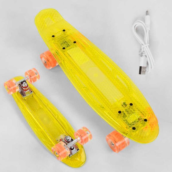 Скейт Пенни борд с прозрачной декой что светится S-50244 Best Board колёса PU со светом, зарядка USB 104526 фото