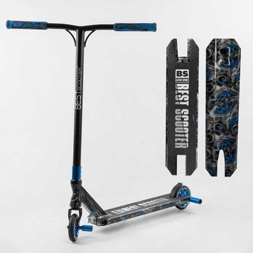 Самокат трюковый Best Scooter BS-77566 HIC-система, ПЕГИ, алюминиевый диск и дека с ПРИНТОМ, колёса PU, d=110мм, ширина руля - 60 см, в коробке 105679 фото
