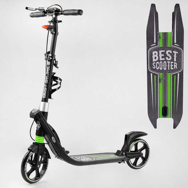 Самокат двоколісний з ручним гальмом та амортизаторами "Best Scooter" (L-22066) фара, колеса PU 200мм 114435 фото