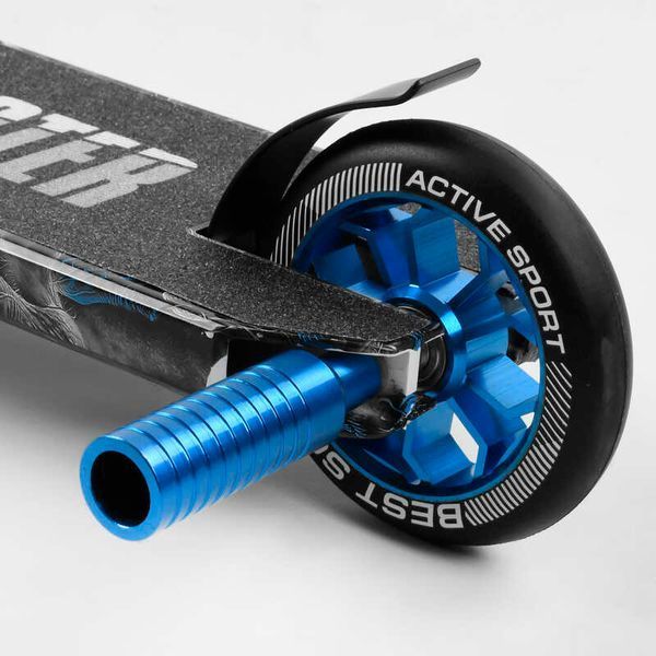 Самокат трюковий Best Scooter BS-77566 HIC-система, ПЕГИ, алюмінієвий диск та дека з ПРИНТОМ, колеса PU, d = 110мм, ширина керма - 60 см, в коробці 105679 фото