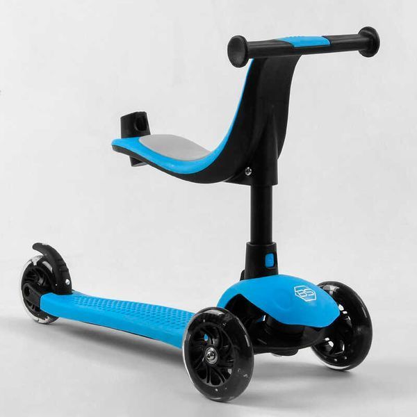 Самокат трехколесный с сидением и родительской ручкой Best Scooter (PL-422) колеса PU со светом 106697 фото