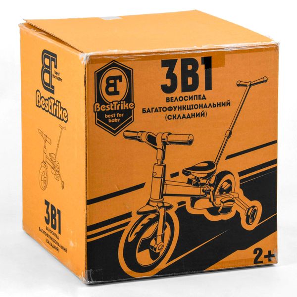 Детский велосипед трансформер с родительской ручкой 2/1 Беговел Best Trike (55475) колеса PU 10'' съемные педали 105226 фото
