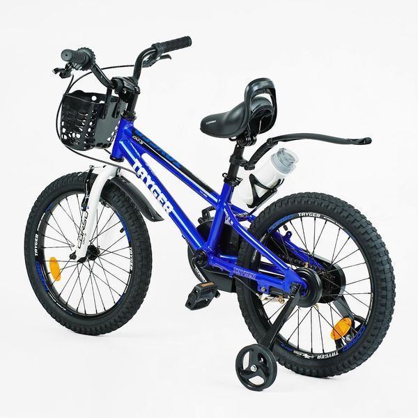 Дитячий двоколісний велосипед Corso Tayger 18&Prime; з алюмінієвою рамою, ручним гальмом, боковими колесами та дзвоником (TG-40571) 153898 фото