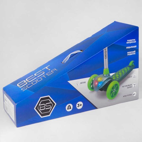 Самокат трехколесный с подсветкой колес и деки (LK-70111) Best Scooter съемный руль, колеса PU 114441 фото