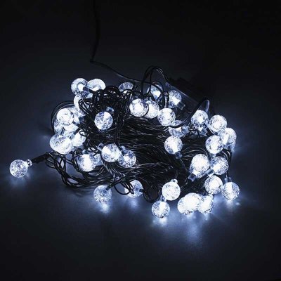 Гірлянда на 60 лампочок, біле світло, прозорі кульки, живлення 220 V, 8 м, С 54316 122136 фото