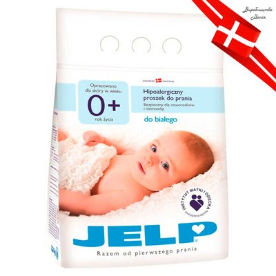 Гіпоалергенний пральний порошок для білого JELP 0+ (2,24 кг) 80012 / 5720233800127 137082 фото