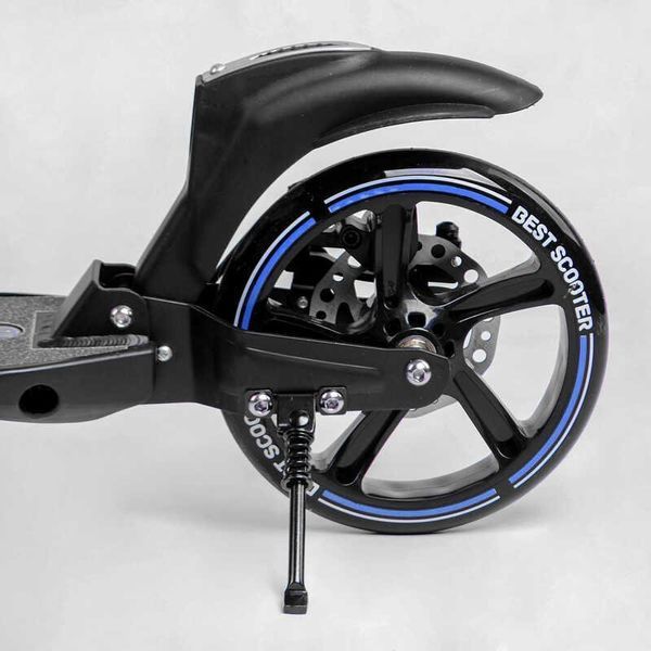 Самокат двоколісний з ручним гальмом та амортизаторами "Best Scooter" (90166-B) фара, колеса поліуретанові 114293 фото
