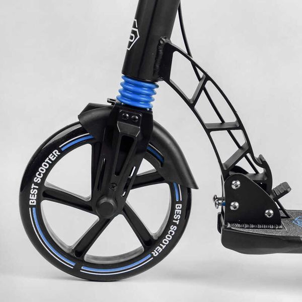 Самокат двоколісний з ручним гальмом та амортизаторами "Best Scooter" (90166-B) фара, колеса поліуретанові 114293 фото