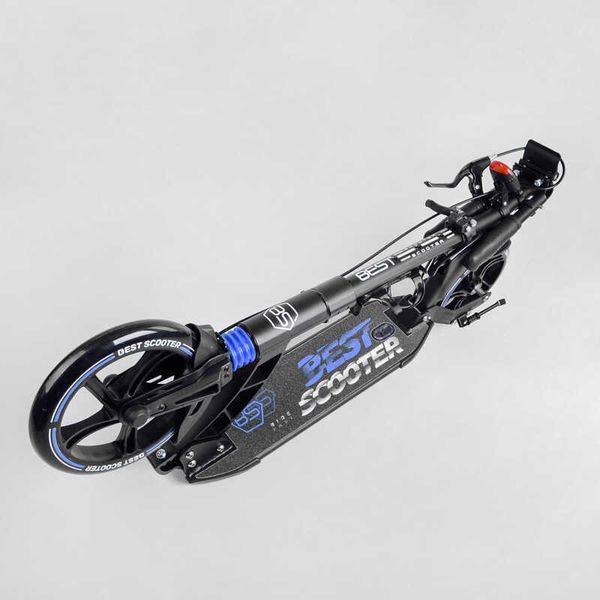 Самокат двоколісний з ручним гальмом та амортизаторами "Best Scooter" (90166-B) фара, колеса поліуретанові 114293 фото