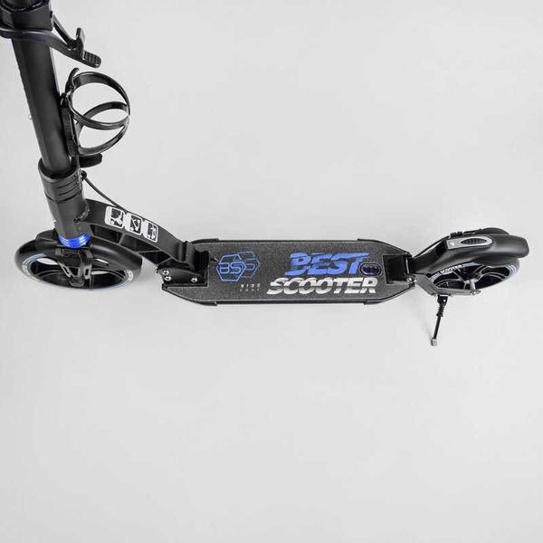 Самокат двоколісний з ручним гальмом та амортизаторами "Best Scooter" (90166-B) фара, колеса поліуретанові 114293 фото