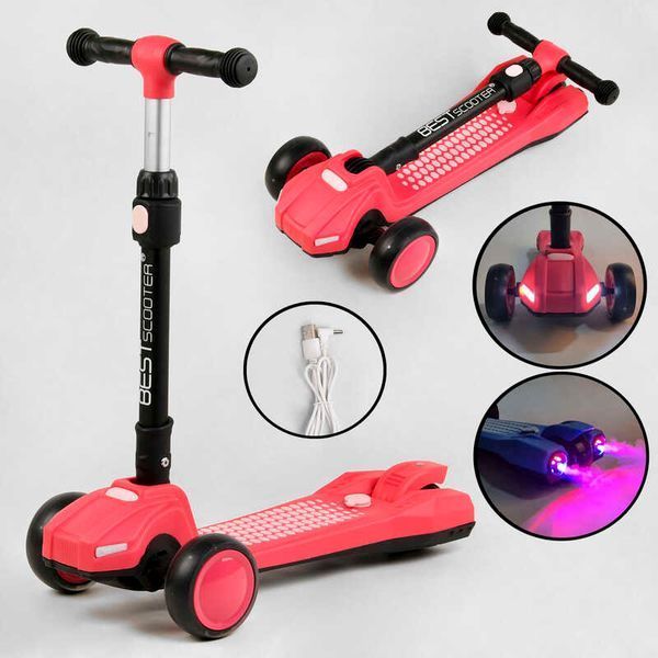 Самокат трехколесный с парогенератором и подсветкой (LT-11746) Best Scooter складной руль, колеса PU 111438 фото