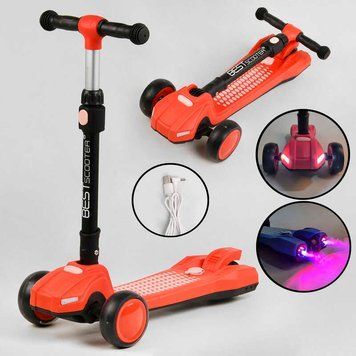 Самокат трехколесный с парогенератором и подсветкой (LT-12857) Best Scooter складной руль, колеса PU 111439 фото