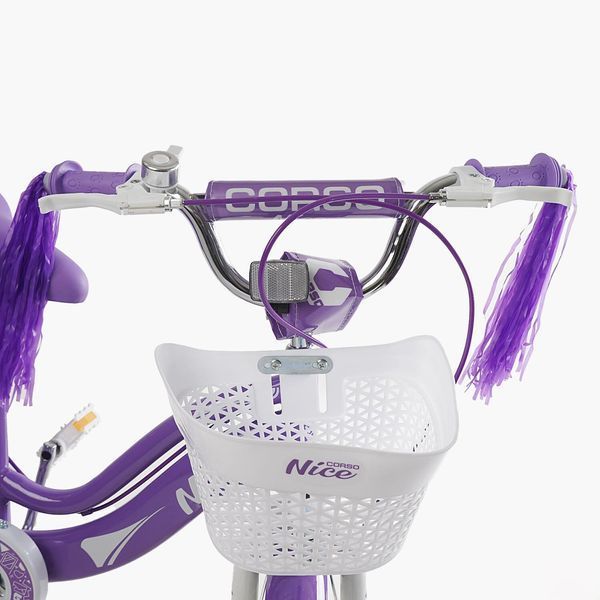 Дитячий велосипед 14" Corso Nice NC-14021 з багажником, кошиком та додатковими колесами 168678 фото