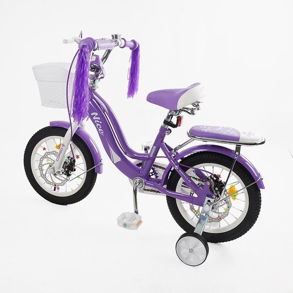 Дитячий велосипед 14" Corso Nice NC-14021 з багажником, кошиком та додатковими колесами 168678 фото