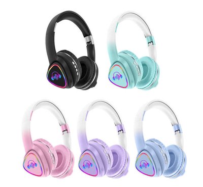 Навушники з підсвічуванням (C 64096) 5 кольорів, bluetooth, карта пам’яті, слот для AUX-кабелю, мікрофон, акум. 200 mAh 145885 фото