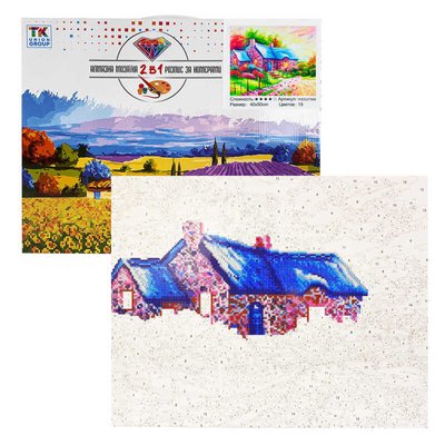Картина за номерами + Алмазна мозаїка 2в1 YHDGJ 71948 (30) "TK Group", 50х40см, "Чарівний будиночок", в коробці 136301 фото