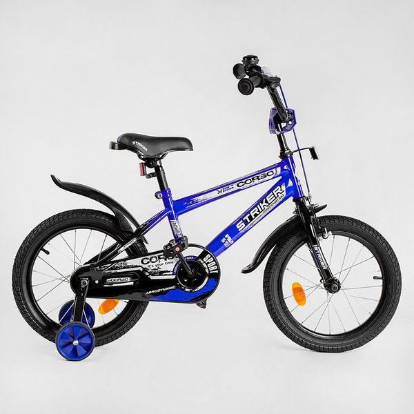 Велосипед детский 16" дюймов "CORSO" STRIKER (EX - 16007) ручной тормоз, звоночек, доп. колеса, СОБРАННЫЙ НА 75 115261 фото