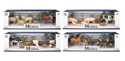 Набір тварин Q 9899 U5 (24/2) "Сільськогосподарські тварини", 4 види, 9 елементів, 5 фігурок тварин, фігурка фермера, вольєр, в коробці 108010 фото