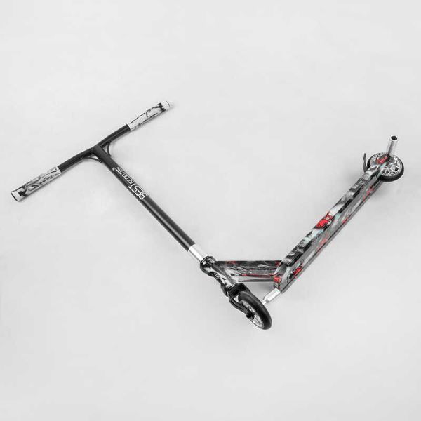 Самокат трюковый Best Scooter BS-77101 HIC-система, ПЕГИ, алюминиевый диск и дека с ПРИНТОМ, колёса PU, d=110мм, ширина руля - 60 см, в коробке 105675 фото