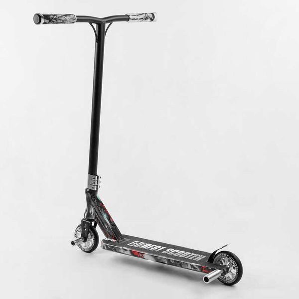 Самокат трюковый Best Scooter BS-77101 HIC-система, ПЕГИ, алюминиевый диск и дека с ПРИНТОМ, колёса PU, d=110мм, ширина руля - 60 см, в коробке 105675 фото