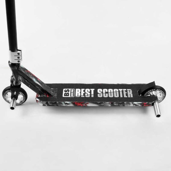 Самокат трюковый Best Scooter BS-77101 HIC-система, ПЕГИ, алюминиевый диск и дека с ПРИНТОМ, колёса PU, d=110мм, ширина руля - 60 см, в коробке 105675 фото