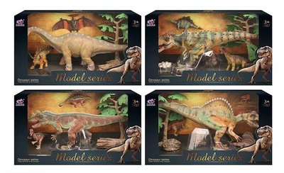Набір динозавра Q 9899 V 7 (24/2) 4 види, 5 елементів, 3 динозаври, 2 аксесуари, в коробці 107672 фото