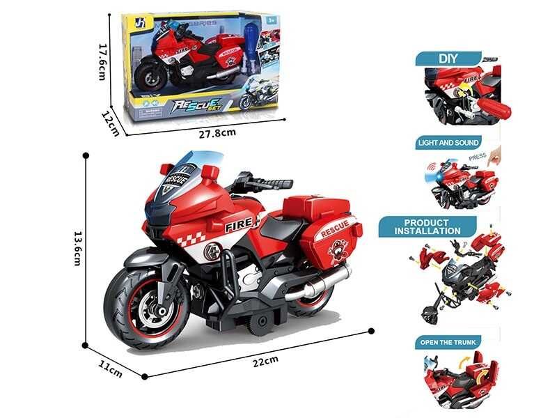 Мотоцикл 8080 A-2 (48) пожежний рятувальник, інерція, звук, підсвічування, в коробці 154764 фото